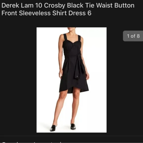 DEREK LAM black tie waist NWT button front dress - Picture 3 of 7